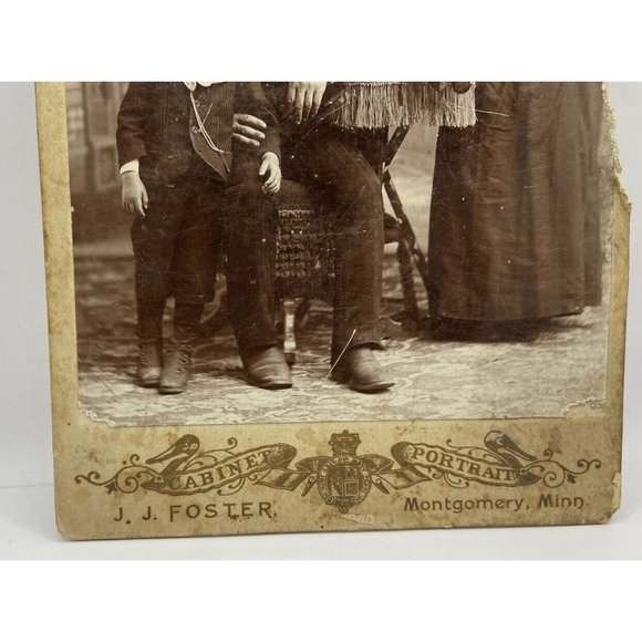 Vintage 1900s Family Cabinet Cards Black White Pictures Lot of 3 JJ Foster Photo - Picture 2 of 11